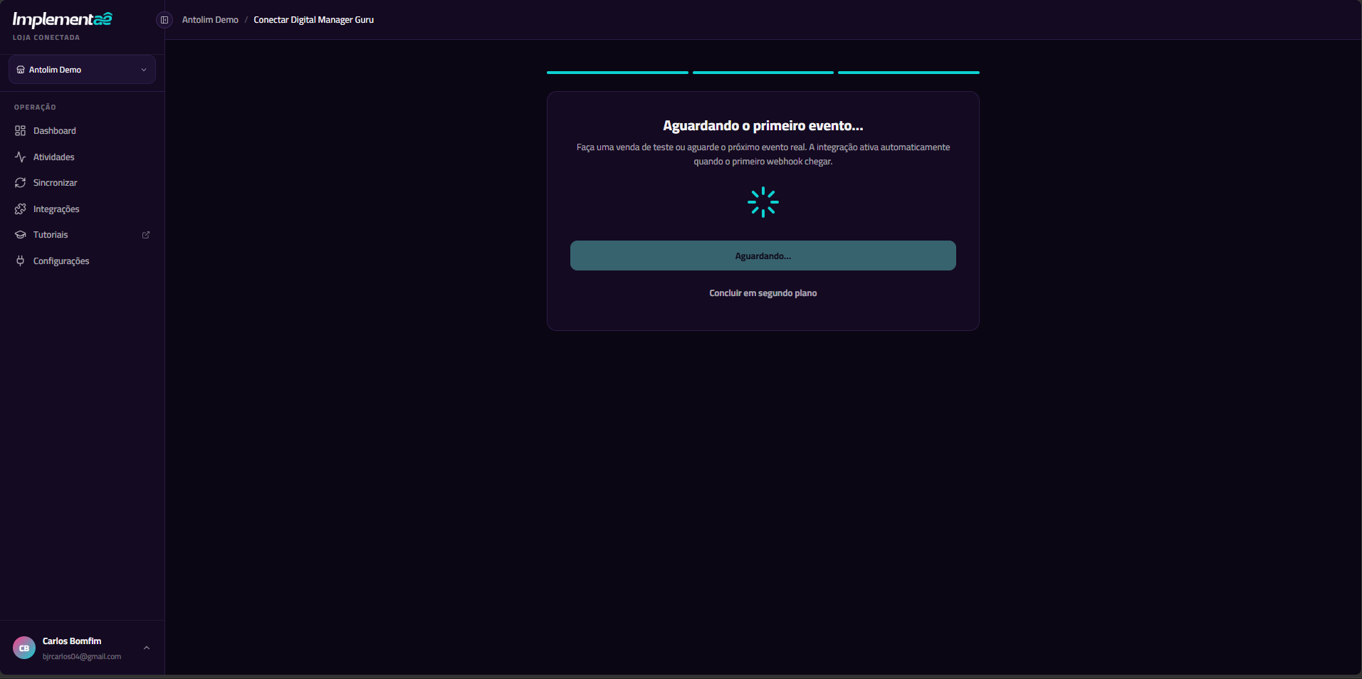 Wizard do Guru aguardando o primeiro evento